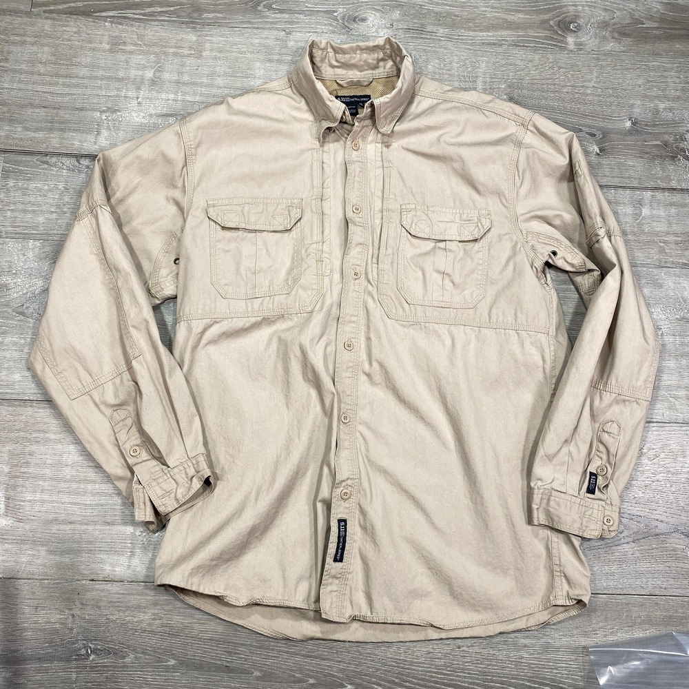 5.11 Tactical Series Shirt Mens XL Tan Long Sleeve Vented Fishing Outdoor Hiking